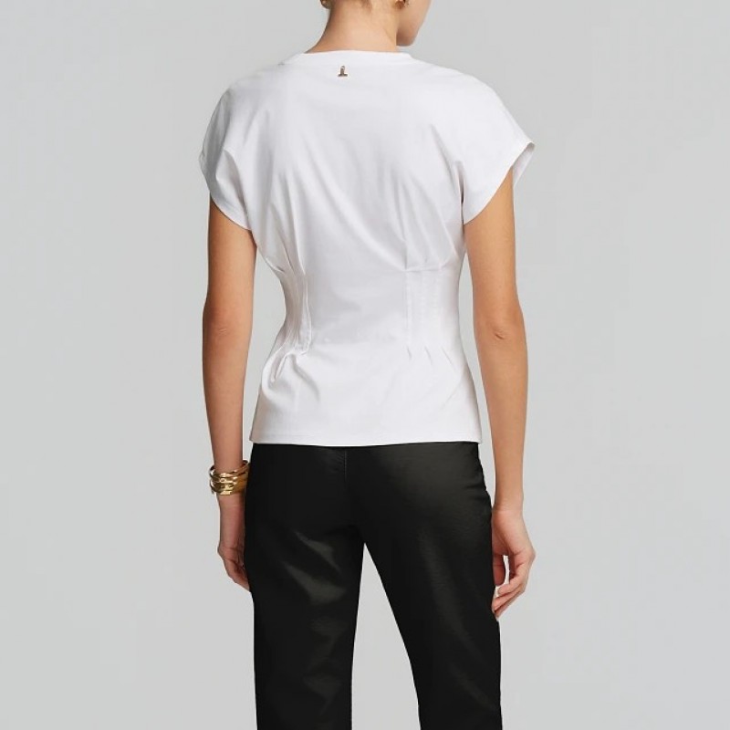 Μπλούζα με κοντό μανίκι με έντονη μέση White Lynne