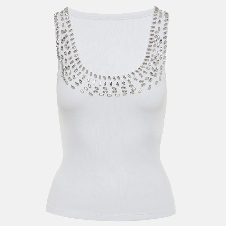 Μπλούζα αμάνικη με κρύσταλλα White Lynne