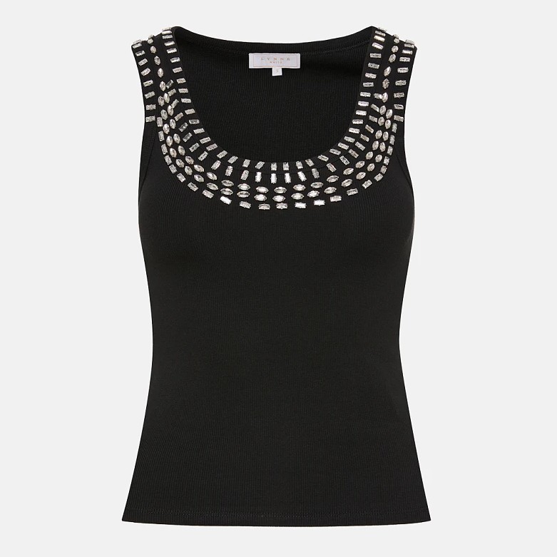 Μπλούζα αμάνικη με κρύσταλλα Black Lynne
