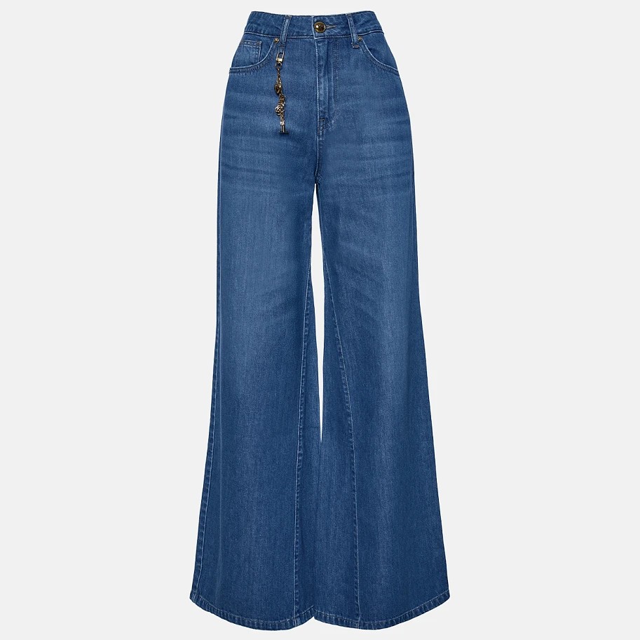 Τζιν ψηλόμεσο παντελόνι σε φαρδιά γραμμή Blue Lynne