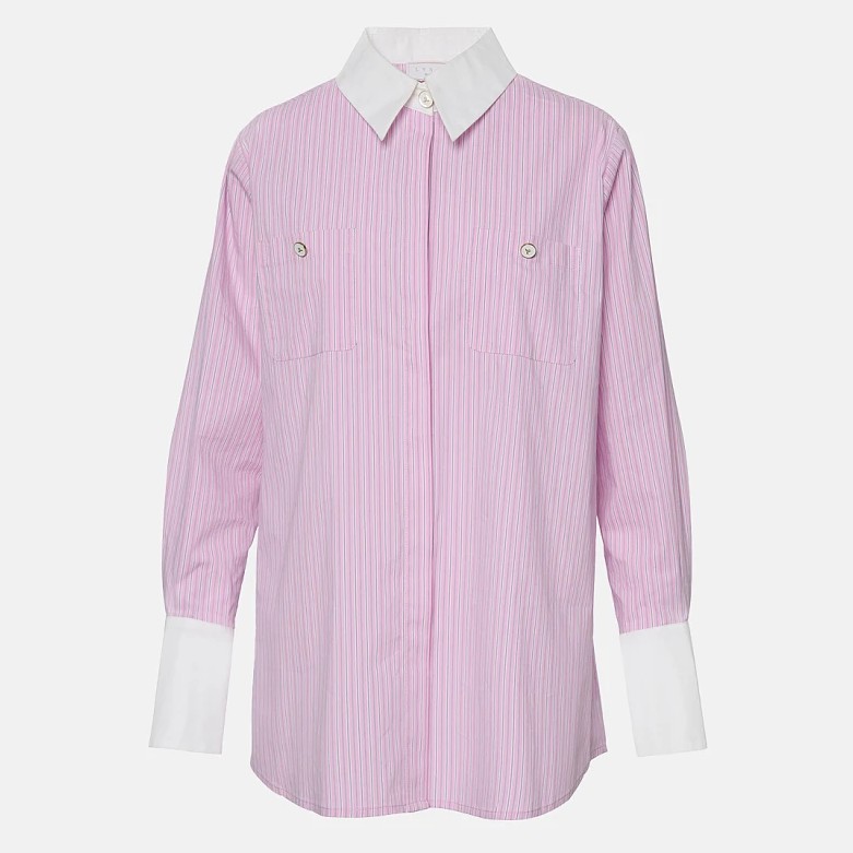 Πουκάμισο μακρύ ριγέ με αντιθέσεις Pink Lynne