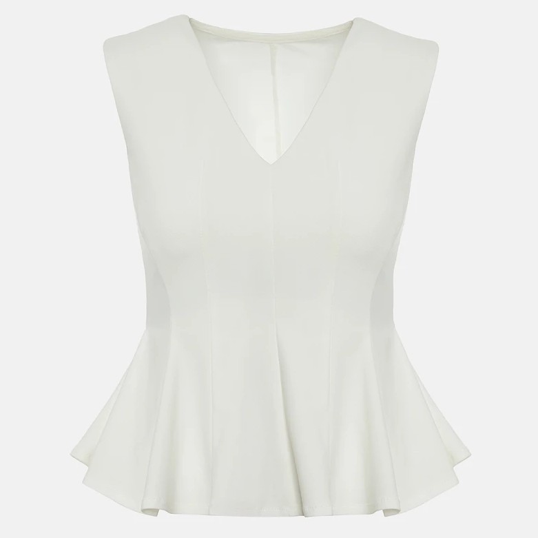 Μπλούζα αμάνικη v-neck White Lynne