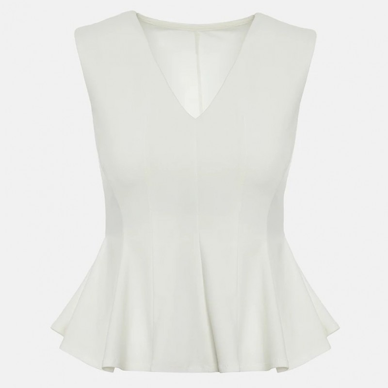 Μπλούζα αμάνικη v-neck White Lynne