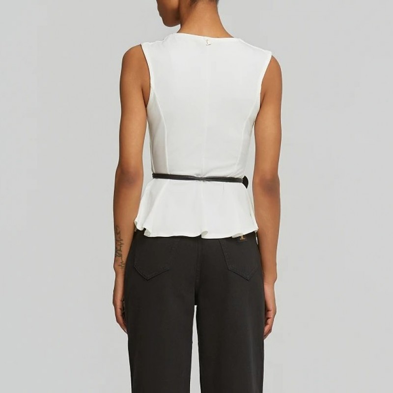 Μπλούζα αμάνικη v-neck White Lynne