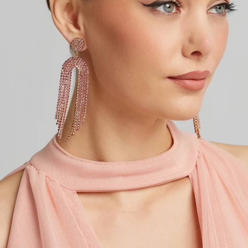 Φόρεμα μάξι με δέσιμο στο λαιμό Pink Lynne