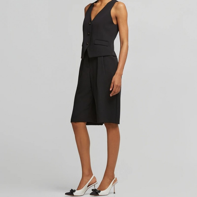 Βερμούδα κρεπ με πιέτες Black Lynne