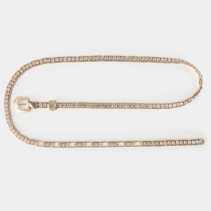 Μεταλλική ζώνη με κρύσταλλα Gold Lynne