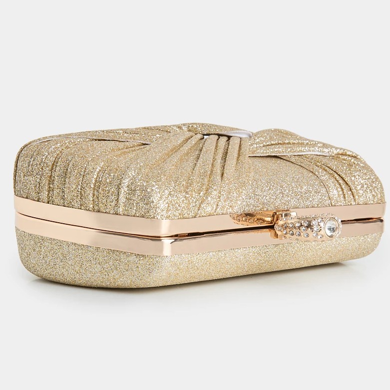 Clutch τσάντα με δέσιμο και δαχτυλίδι Gold Lynne