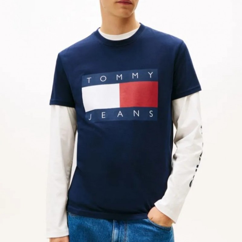 Μπλούζα με κοντό μανίκι TJM Big flag Blue Tommy jeans