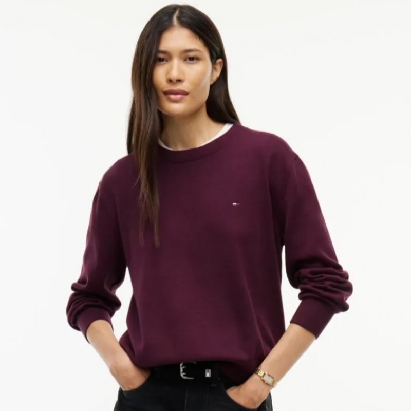 Boxy Πουλόβερ Με Κλασική Λαιμόκοψη Essential crew Bordeaux Tommy jeans