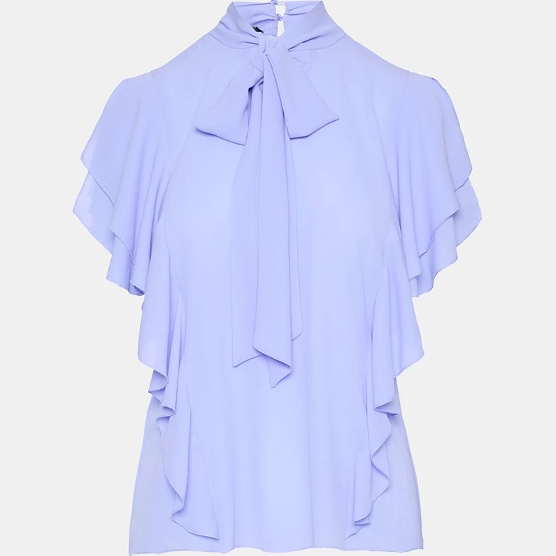 Μπλούζα με κοντό μανίκι με βολάν και δέσιμο στο λαιμό Ciel Lynne