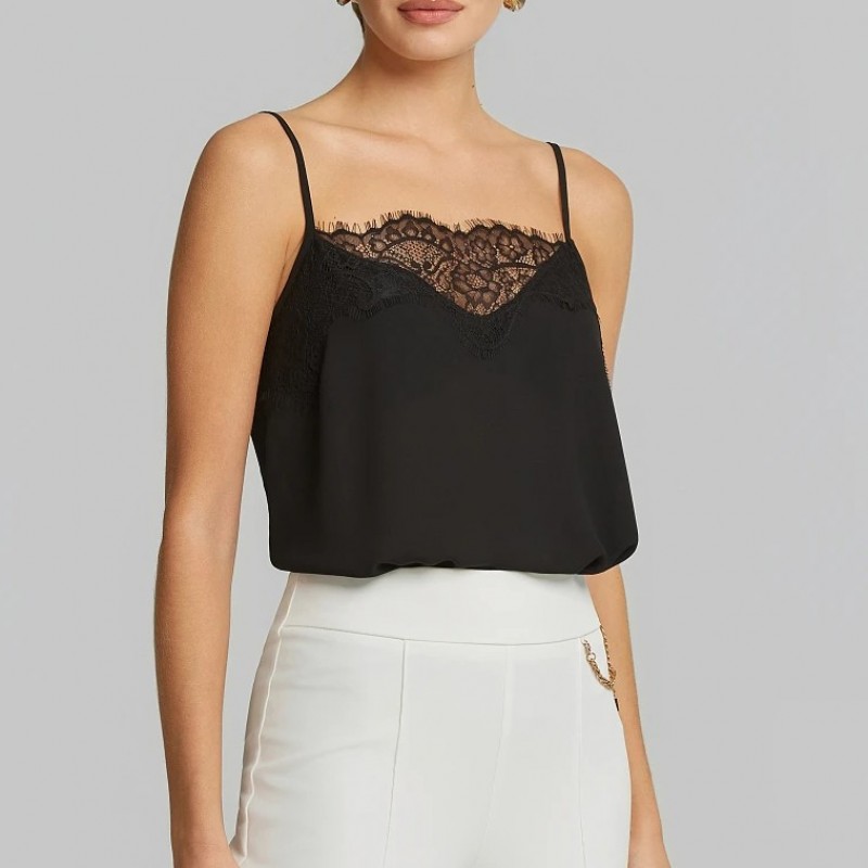 Μπλούζα lingerie με δαντέλα Black Lynne