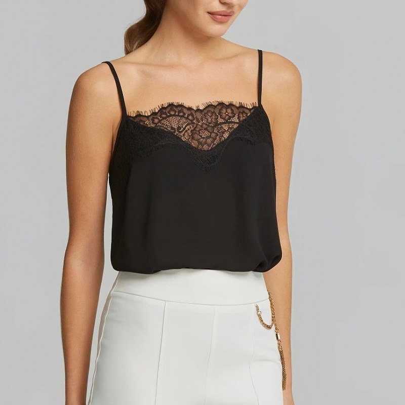 Μπλούζα lingerie με δαντέλα Black Lynne