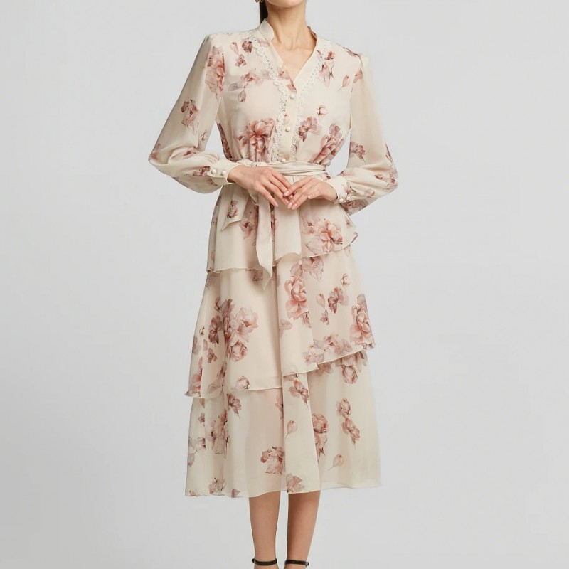 Φόρεμα εμπριμέ με βολάν Stone Lynne