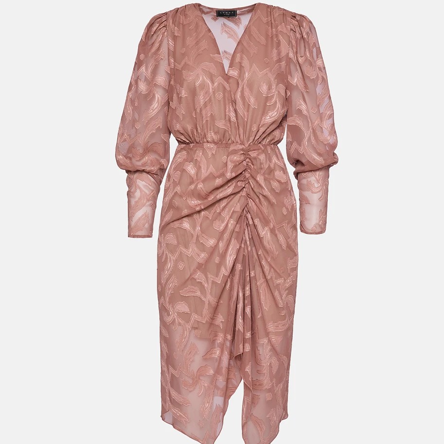 Φόρεμα μίντι με σούρες από ζακάρ μουσελίνα Terracotta Lynne