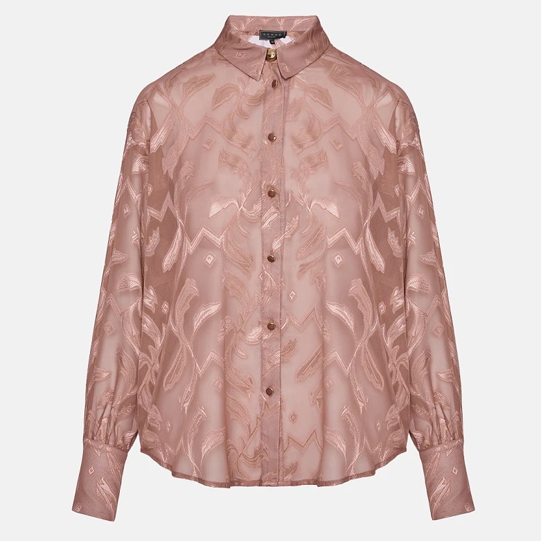 Πουκάμισο από ζακάρ μουσελίνα Terracotta Lynne