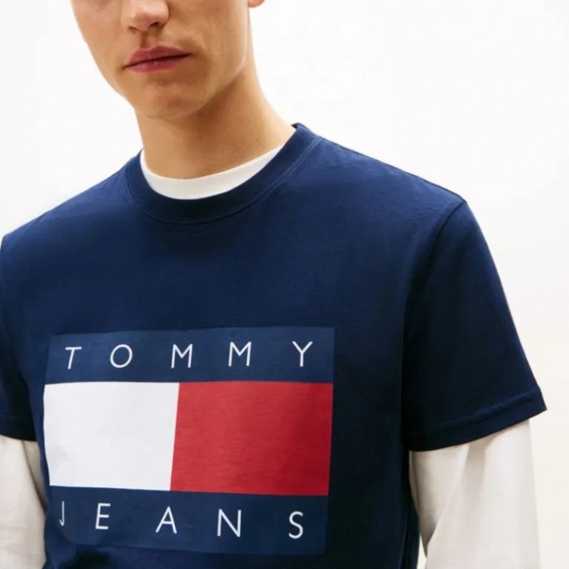 Μπλούζα με κοντό μανίκι TJM Big flag Blue Tommy jeans