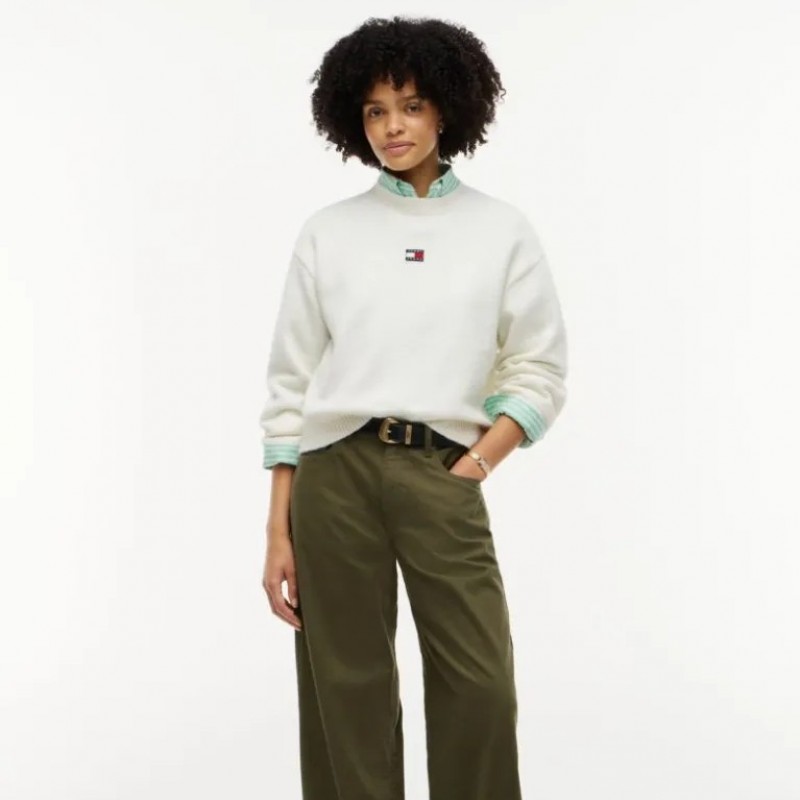 Απαλό Πουλόβερ Από Αλπάκα Fluffy badge sweater White Tommy jeans