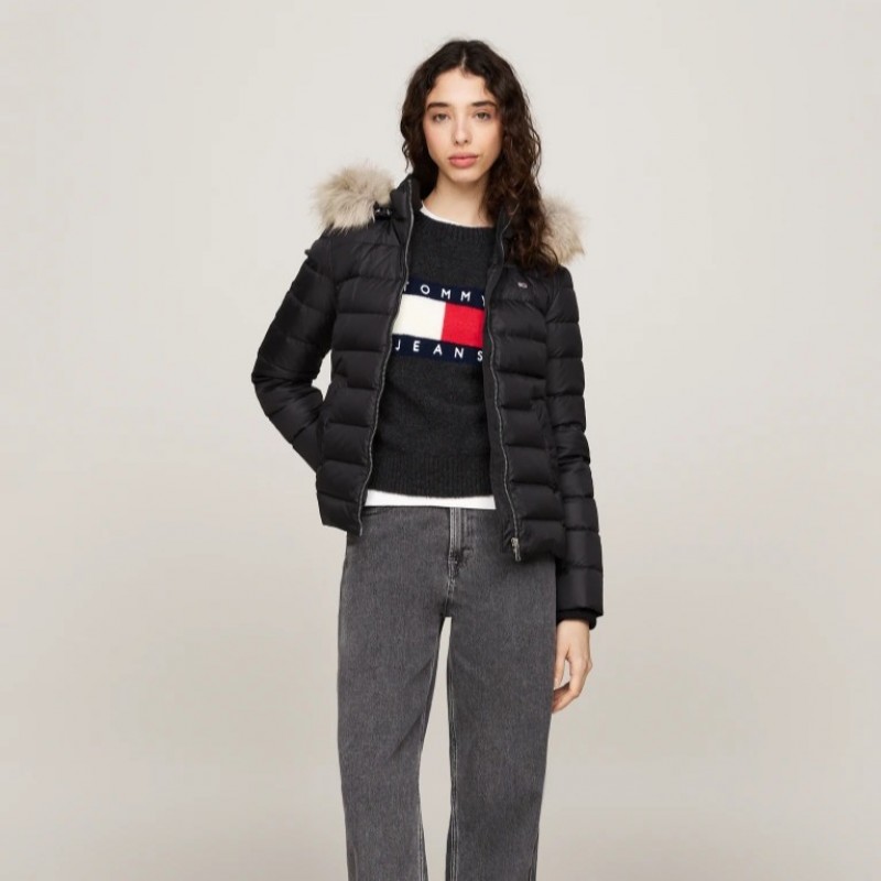 Μπουφάν με Γούνα Στην Κουκούλα Basic hooded down Black Tommy jeans