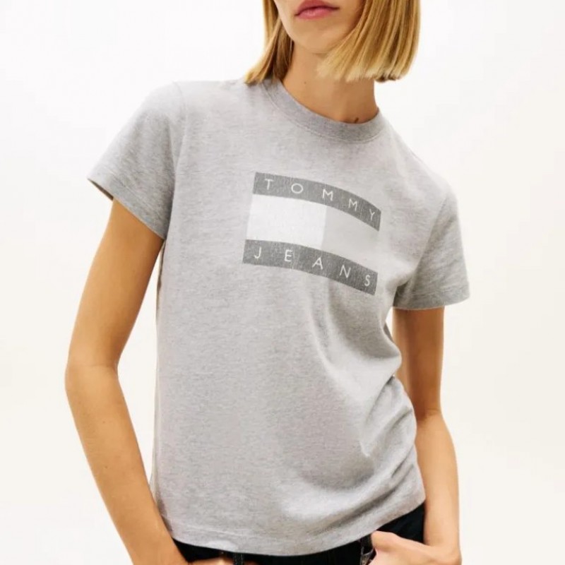 Μπλούζα με κοντό μανίκι TJW flag ss Grey Tommy jeans