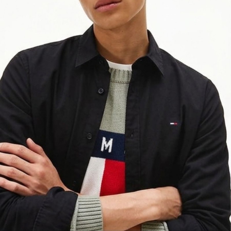 Πουκάμισο ανδρικό TJM REG poplin Black Tommy jeans