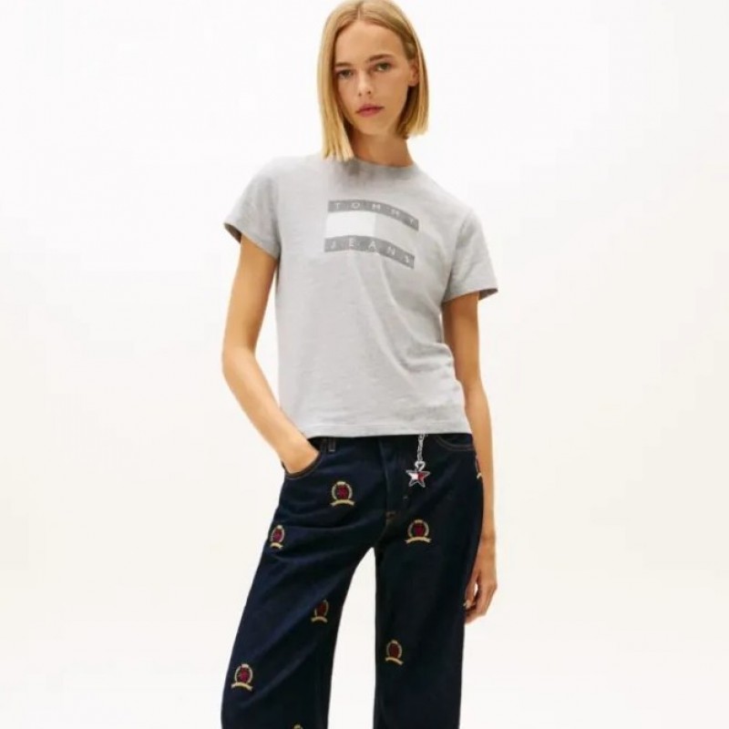 Μπλούζα με κοντό μανίκι TJW flag ss Grey Tommy jeans