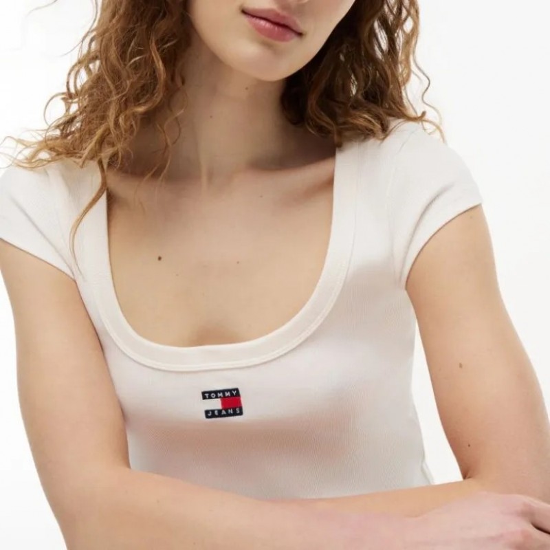 Μπλούζα αμάνικη rib badge White Tommy jeans