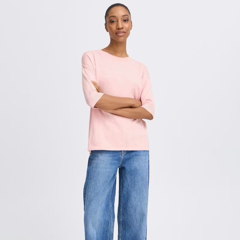 Μπλούζα με κοντό μανίκι πλεκτή Bymmorla Pink B.Young