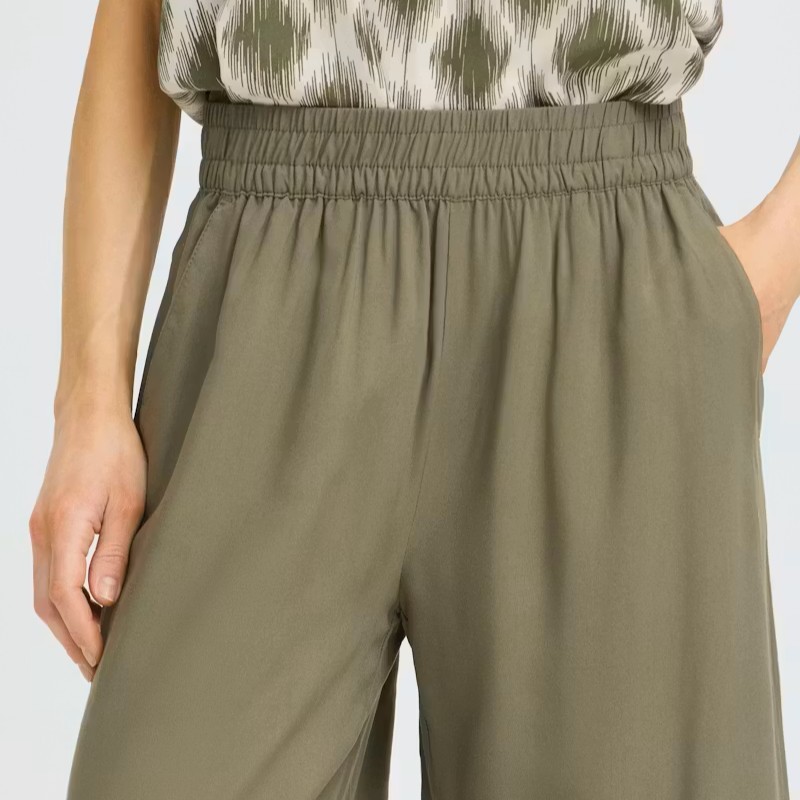 Παντελόνι κρόπ wide leg Bymmjoella Chaki B.Young