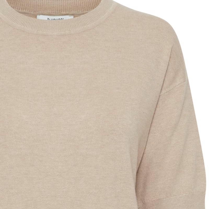 Μπλούζα με κοντό μανίκι πλεκτή Bymmorla Beige B.Young