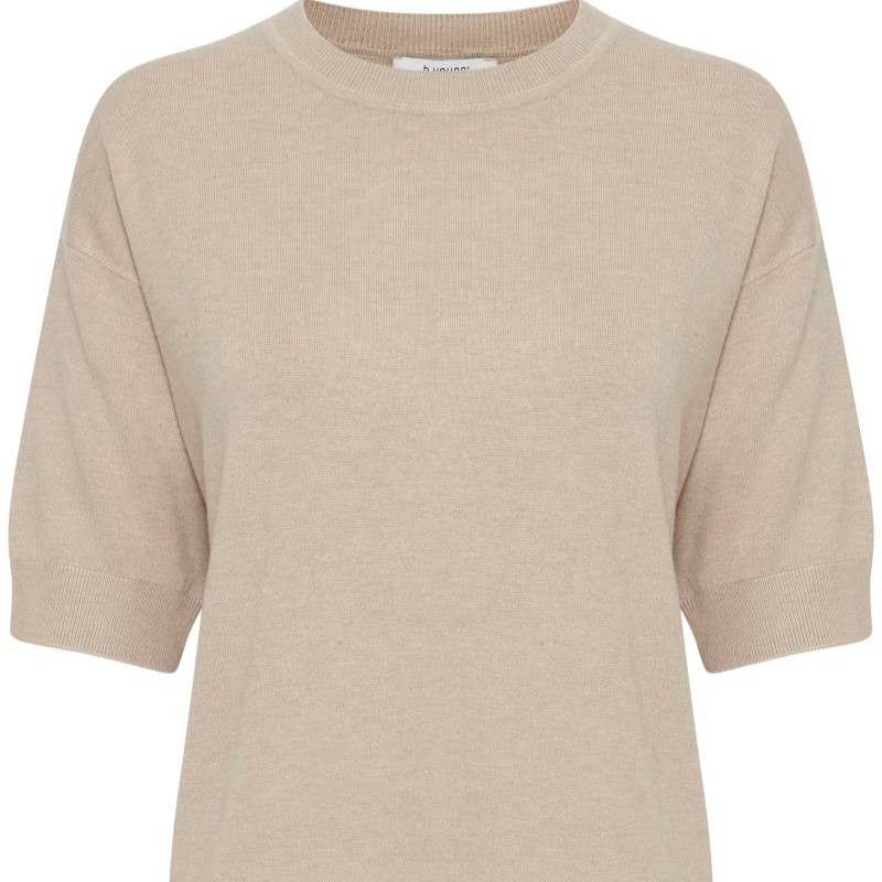 Μπλούζα με κοντό μανίκι πλεκτή Bymmorla Beige B.Young