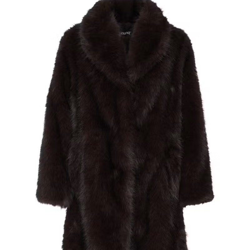Γούνα μακριά με faux fur Byakaja Brown B.young
