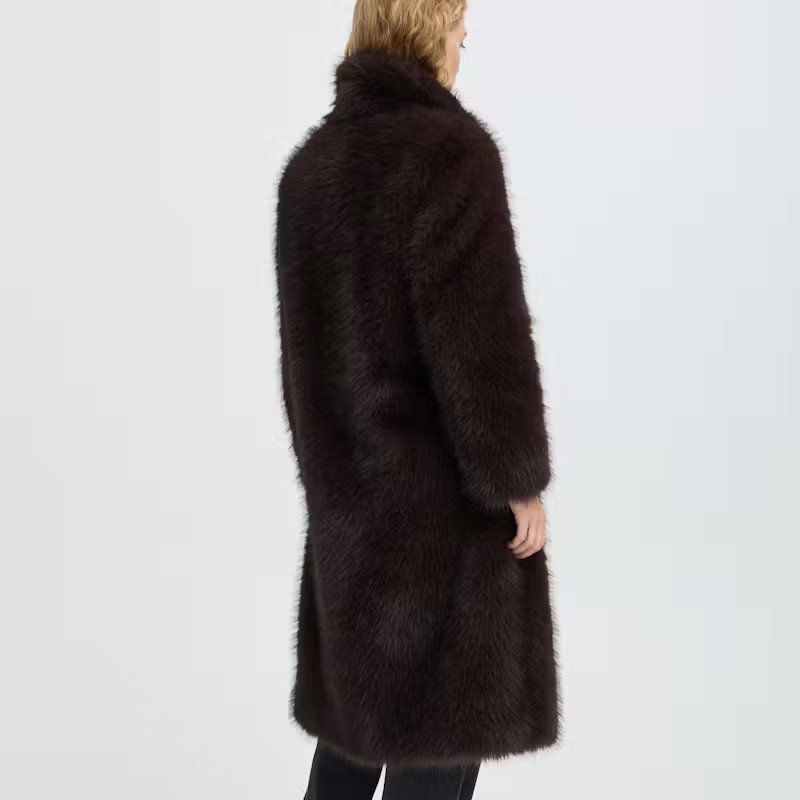 Γούνα μακριά με faux fur Byakaja Brown B.young