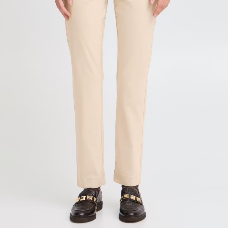 Παντελόνι σε στενή γραμμή Bydixi Beige B.Young