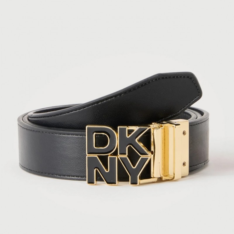 Ζώνη γυναικεία δερμάτινη reversible stacked Black/Gold DKNY
