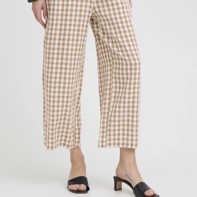 Παντελόνι κρόπ wide leg stripes Byfalakka Brown B.Young