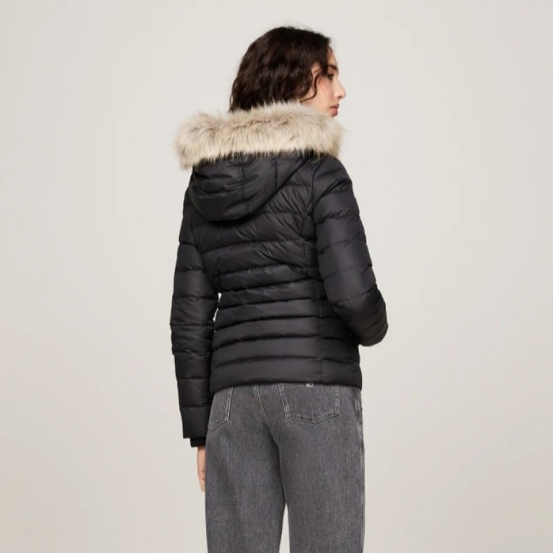 Μπουφάν με Γούνα Στην Κουκούλα Basic hooded down Black Tommy jeans