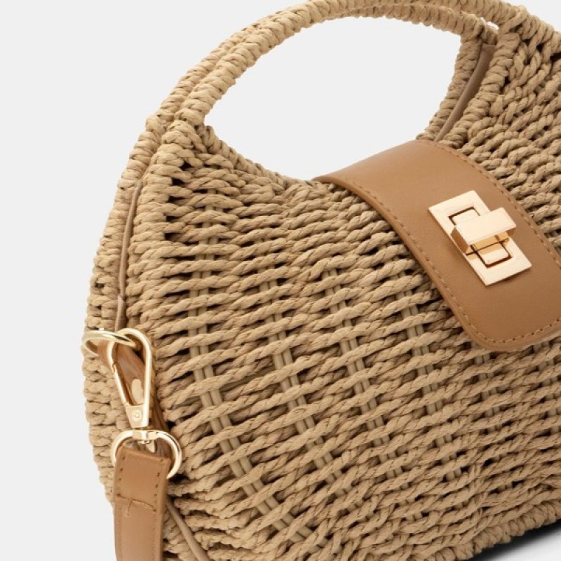 Τσαντάκι ψάθινο box με χειρολαβές Brown Fullah Sugah