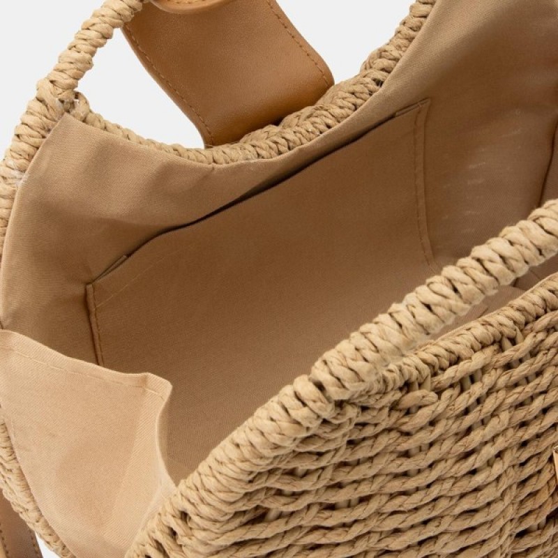 Τσαντάκι ψάθινο box με χειρολαβές Brown Fullah Sugah