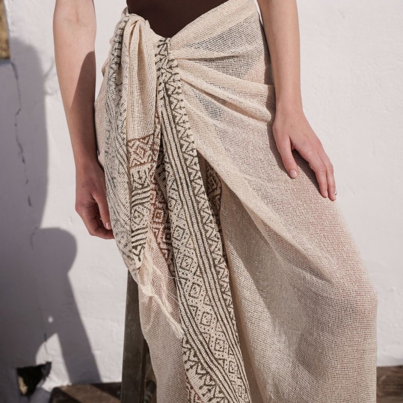 Παρεό με μπόχο σχέδιο Beige Fullah Sugah
