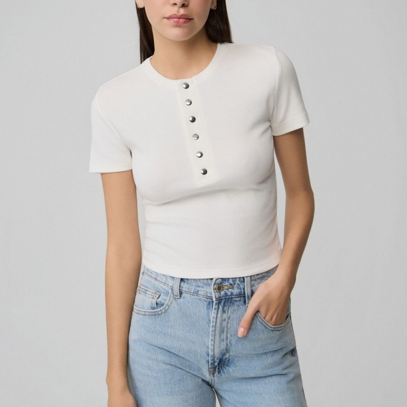 Τόπ ρίμπ με μεταλλικά κουμπιά White Fullah sugah