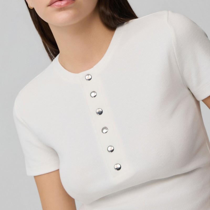 Τόπ ρίμπ με μεταλλικά κουμπιά White Fullah sugah