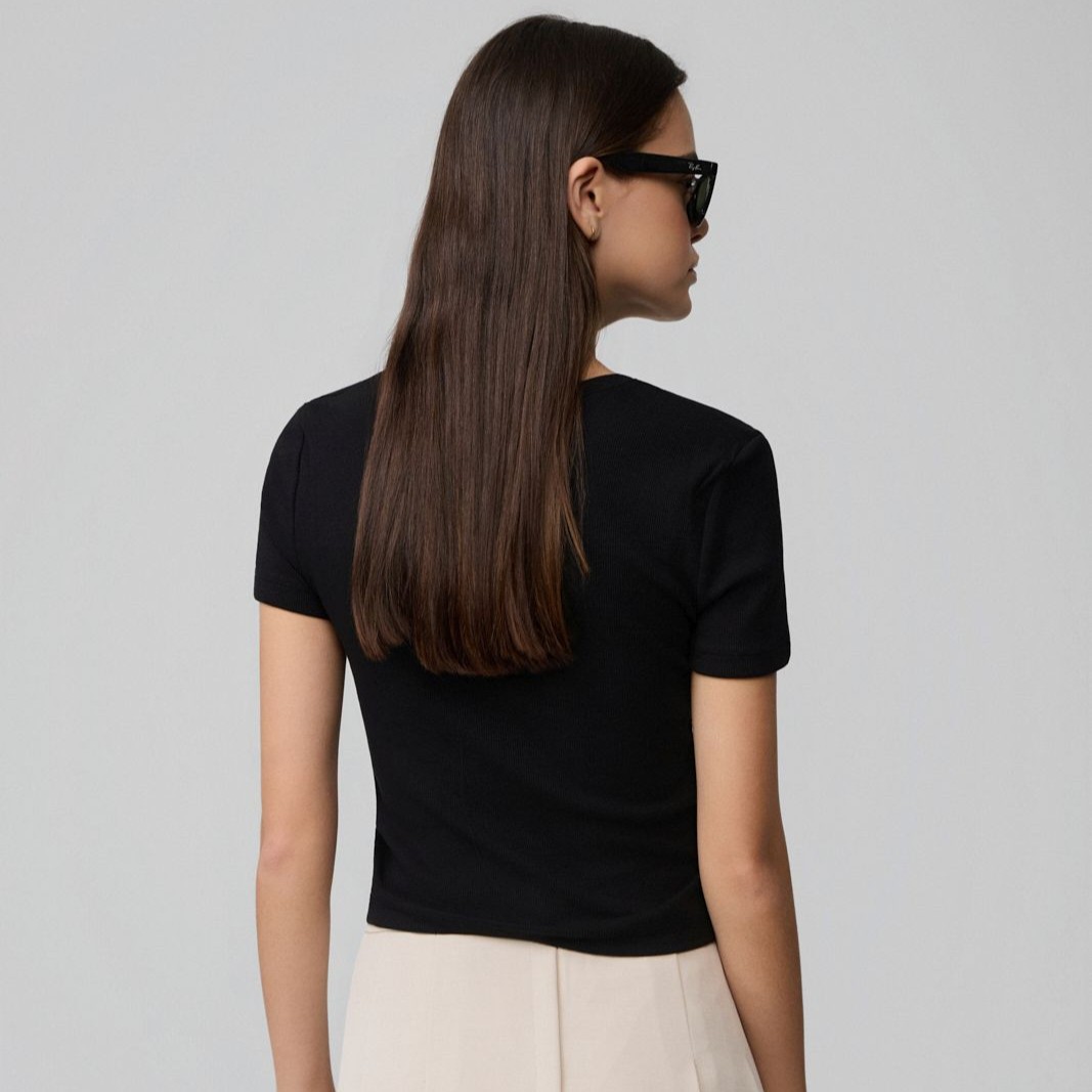 Τόπ ρίμπ με μεταλλικά κουμπιά Black Fullah sugah