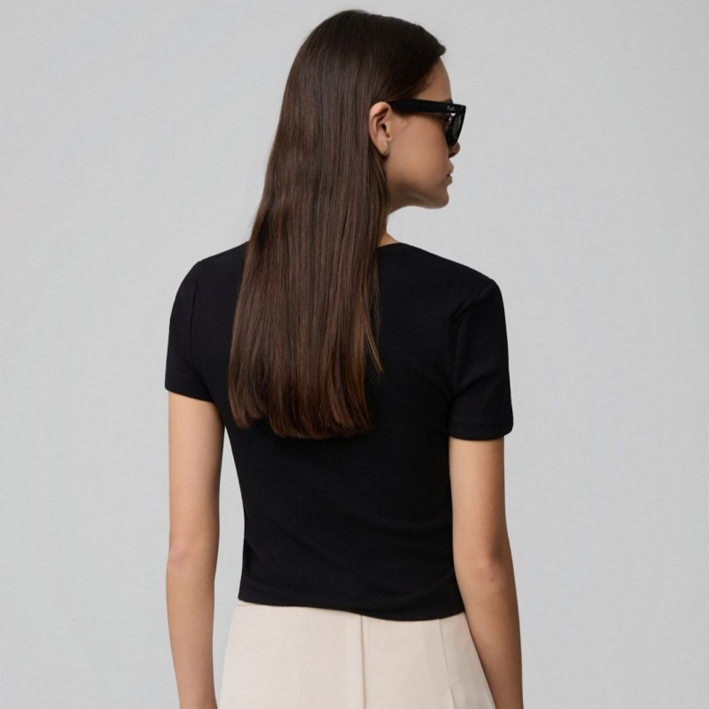 Τόπ ρίμπ με μεταλλικά κουμπιά Black Fullah sugah