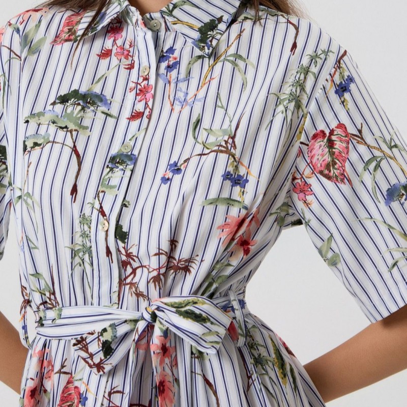 Πουκαμισοφόρεμα με ζώνη φλοράλ Blue Fullah sugah