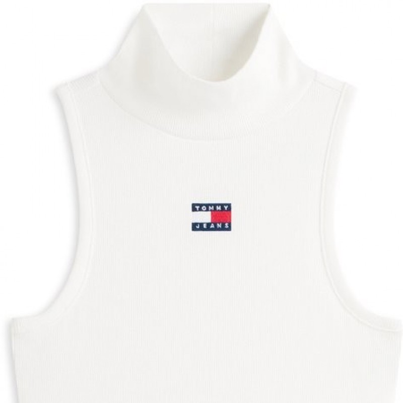 Μπλούζα αμάνικη slim badge rib tank White Tommy jeans
