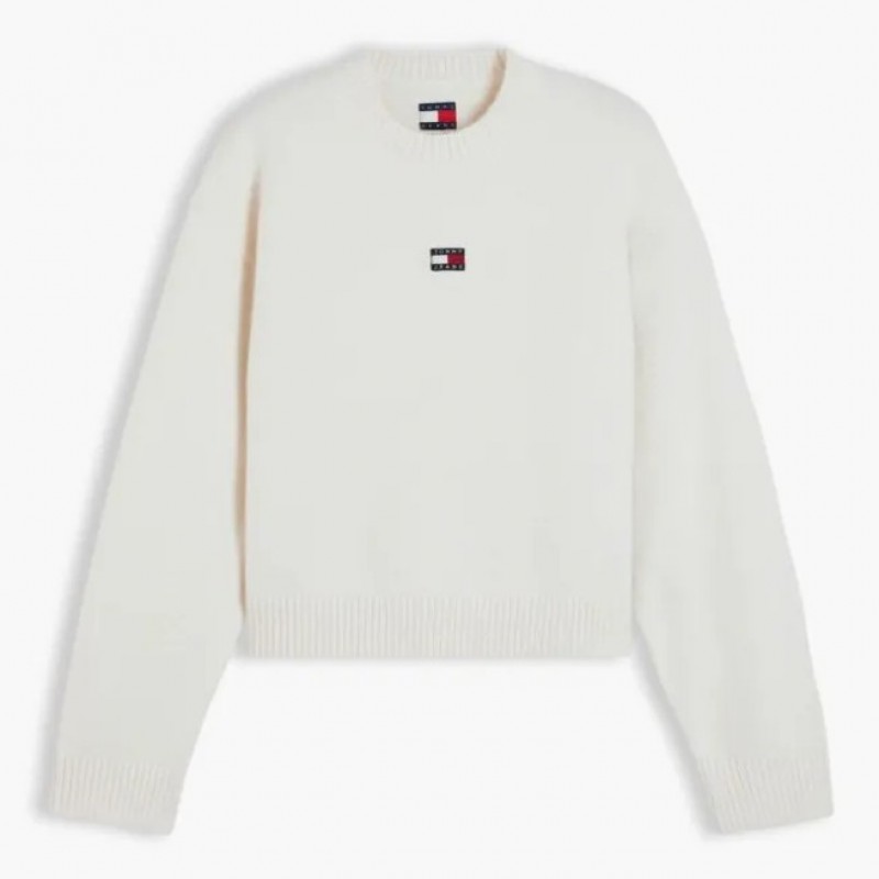 Απαλό Πουλόβερ Από Αλπάκα Fluffy badge sweater White Tommy jeans