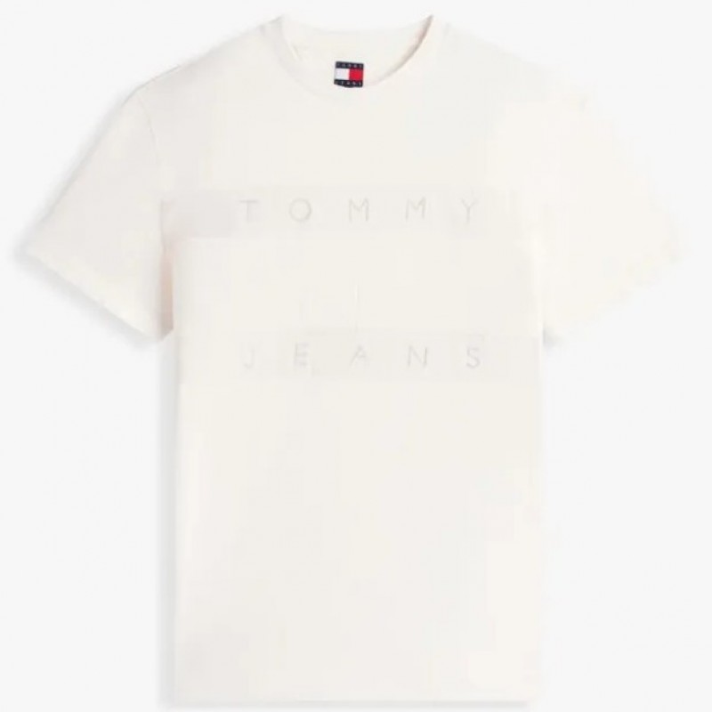 Μπλούζα με κοντό μανίκι TJM Tonal flag Ecru Tommy jeans