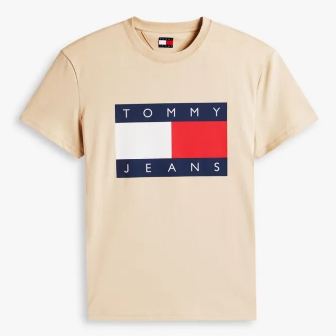 Μπλούζα με κοντό μανίκι TJM Big flag White clay Tommy jeans