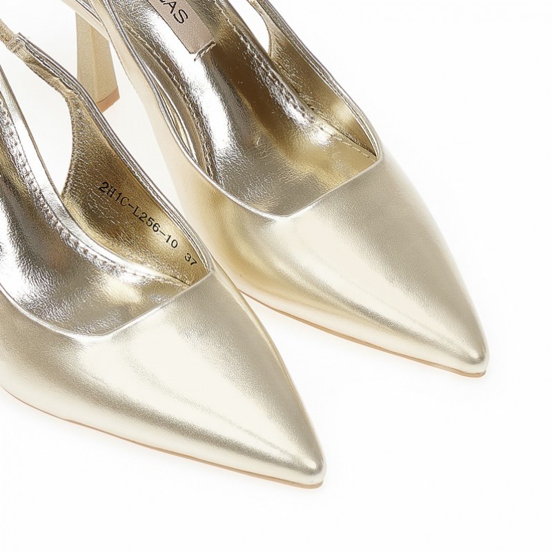 Γόβες χρυσές δερματίνη μυτερές Gold Tsoukalas 